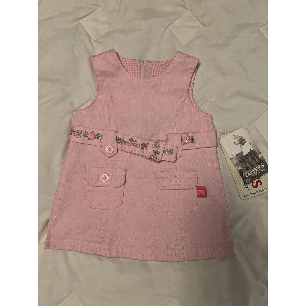 NWT Vintage Carter’s Baby Girl Pink Flower Dress Size 3-6 Months